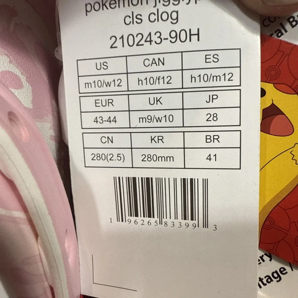 Crocs Pokemon Jigglypuff Classic Clogs Pink Light Up Mens‎ Size 10 W 12  NWB
